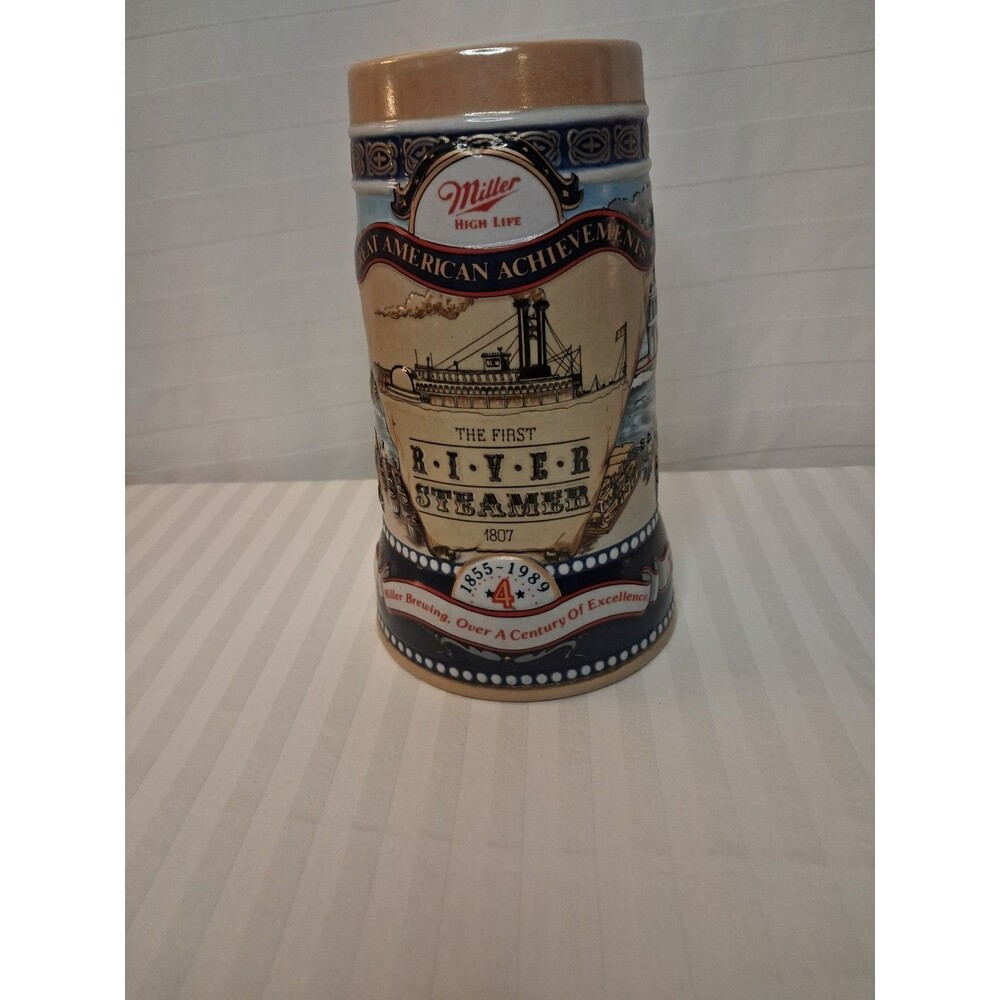 Miller Beer Stein Mug 1807 The First River Steamer 4th in Series